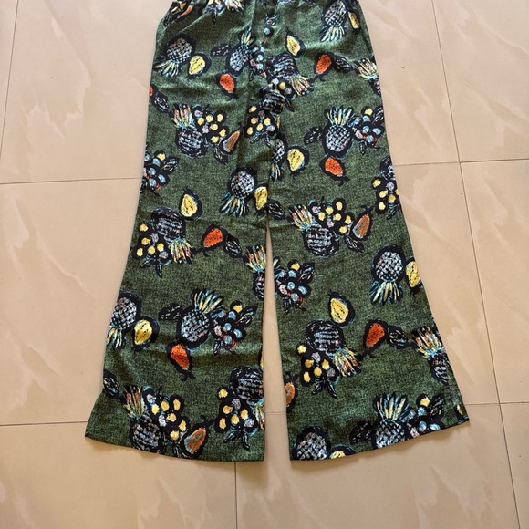 Floral Wide Leg Pants - Green and Multicolor - Picture 4 of 14